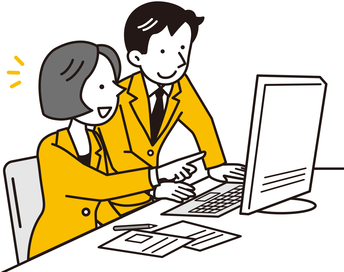 創電で働くイラスト